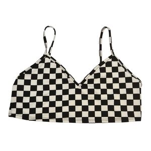 K Too Black & White Checkered Bralette Crop Top